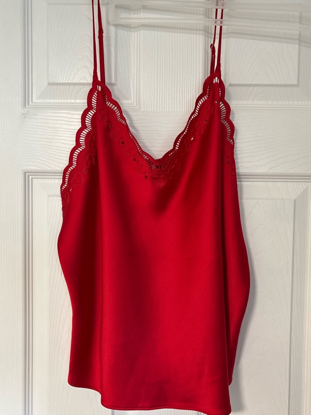 Victoria's Secret red satin cami with embroidered and lasercut hearts size XL